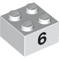 Brick 2 x 2 with Black "6" Print