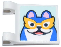 Flag 2 x 2 Square with Flared Edge with Blue Dog Face with Bright Pink Ears and Bright Light Orange Eye Mask Pattern (Sticker) - Set 41806