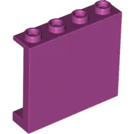 Panel 1 x 4 x 3 [Side Supports / Hollow Studs] / Magenta