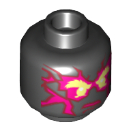 Lego Minifig Head Cole (NRG), Red Energy Print [Hollow Stud] / Black
