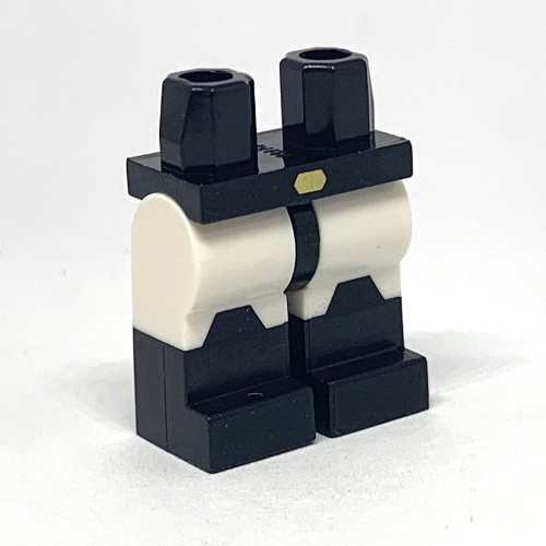 Lego Hips with White Legs and Black Boots Pattern with Black Knee Pads and Gold Belt Buckle Print / Black