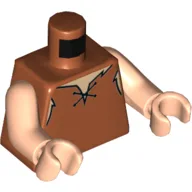 Torso, Buckskin Shirt with Laces Print (Barney Rubble), Light Nougat Arms and Hands / Dark Orange
