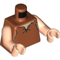 Lego Torso Buckskin Shirt with Laces Print (Barney Rubble), Light Nougat Arms and Hands / Dark Orange