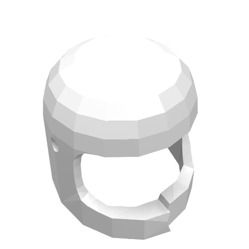 Lego Helmet Classic, with Simulated Broken / Cracked Chin Strap (80's Style) / White