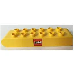 Duplo Brick 2 x 8 Rounded Ends with Lego Logo Print / Green