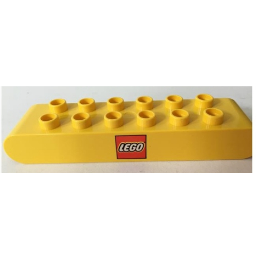 Lego Duplo Brick 2 x 8 Rounded Ends with Lego Logo Print / Yellow