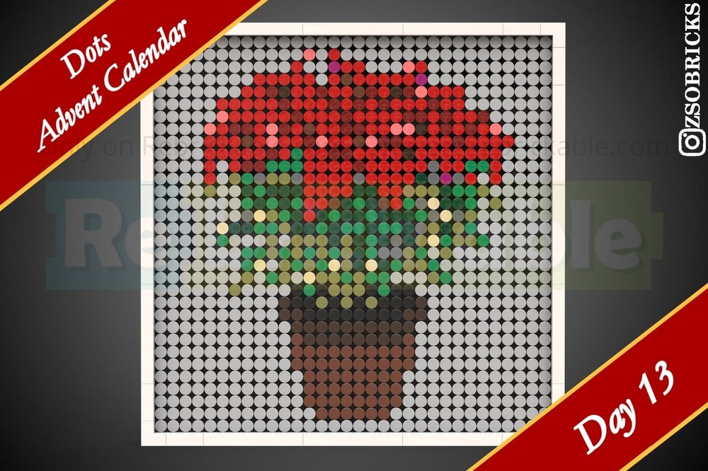 Lego Day 13 - Poinsettia - Dots Advent Calendar