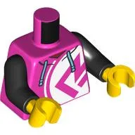 Torso, Hoody, Dark Pink Symbol On White Circle, Medium Azure Laces Print, Black Arms, Yellow Hands