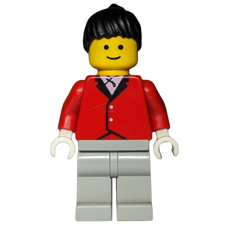 Lego Woman, Red Riding Jacket, Light Gray Legs, Black Hair
