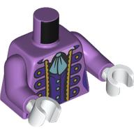 Lego Torso Dress, Gold Trim, Dark Purple Straps, Metal Blue Tie print, Medium Lavender Arms, White Hands / Medium Lavender