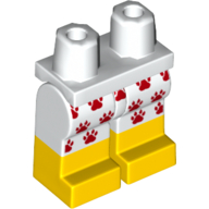 Lego Hips with White Legs and Yellow Boots Pattern with Red Paw Print Shorts and Yellow Feet Print / White