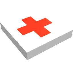 Tile 2 x 2 with Red Cross Print / White