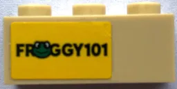 Brick 1 x 3 with 'FROGGY101' and Green Frog Pattern (Sticker) - Set 21336