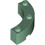 Brick Round Corner 4 x 4 Macaroni Wide with 3 Studs / Sand Green