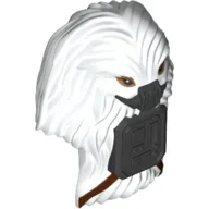 Minifig Head Special, Gigoran with Dark Bluish Gray Mask and Front Panel and Dark Brown Belts Print (Moroff) / White