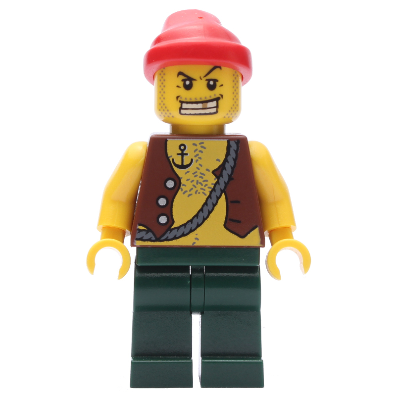 Lego Pirate - Anchor Tattoo, Dark Green Legs, Red Bandana