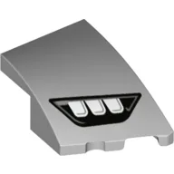 Brick Wedged, Curved 3 x 2 with Stud Notch Right with 3 White Headlights in Black Frame Print