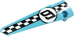 Technic, Panel Fairing # 5 Long Smooth, Side A with '9' and Checkered Black and White Pattern (Sticker) - Set 42059