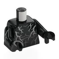 Torso, Dark Stone Grey Muscles, Silver Lightning Print, Black Arms and Hands / Black