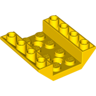 Lego Brick Sloped Inverted 45° 4 x 4 Double with 4 x 2 Recessed, 2 Holes / Yellow