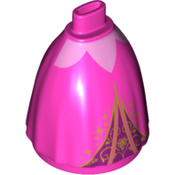 Lego Minidoll Skirt Full with No Hips or Feet and Dark Purple Under Dress, Gold Decorations, Pink Top / Dark Pink