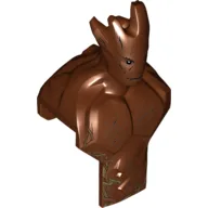 Large Figure Head and Upper Torso with Wood Grain and Leaves Print (Groot) / Reddish Brown