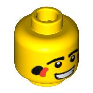 Lego Minifig Head Tribal Hunter, Eyes and Eyebrows, Two-Color Cheek Paint Print [Blocked Open Stud] / Yellow