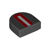 Lego Tile 1 x 1 Half Circle with Red and White Lines