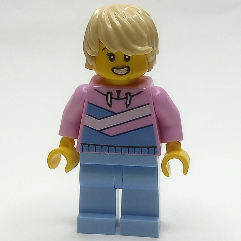 Lego Woman, Bright Pink Hoodie, Bright Light Blue Legs