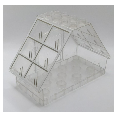 Lego Duplo Building House 4 x 8 x 5 with Window Opening with White Windows print / Trans-Clear