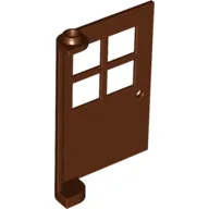 Door 1 x 4 x 5 with 4 Panes, Squared Base / Reddish Brown
