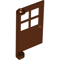Lego Door 1 x 4 x 5 with 4 Panes, Squared Base / Reddish Brown
