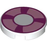 Tile Round 2 x 2 with Magenta and Bright Pink Life Preserver Print / White
