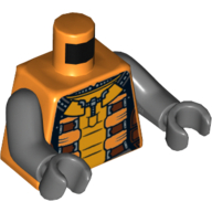 Lego Torso Spacesuit with Brown and Orange Straps and Green Light on Reverse Print, Dark Bluish Gray Arms and Hands / Orange