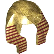 Headdress Nemes (Mummy) with Stud, Dark Red Stripes Thin Print / Tan
