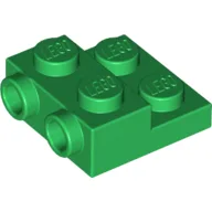 Plate Special 2 x 2 x 2/3 with Two Studs On Side and Two Raised [Solid Anti-stud] / Green