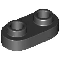 Plate Special 1 x 2 Rounded with 2 Open Studs / Black