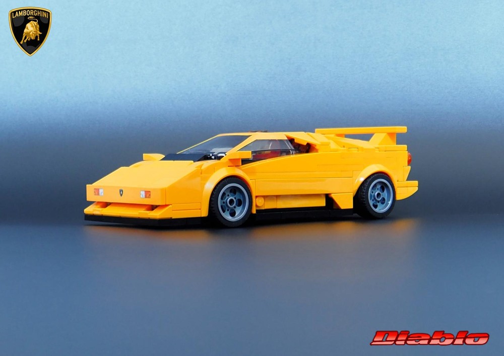 Lego Lamborghini Diablo (Bright Light Orange) - Speed Champions 8 Studs wide