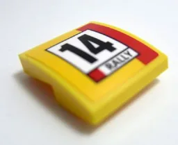 Slope, Curved 2 x 2 x 2/3 with Number 14, Red Stripe and Black 'RALLY' Pattern (Sticker) - Set 60113