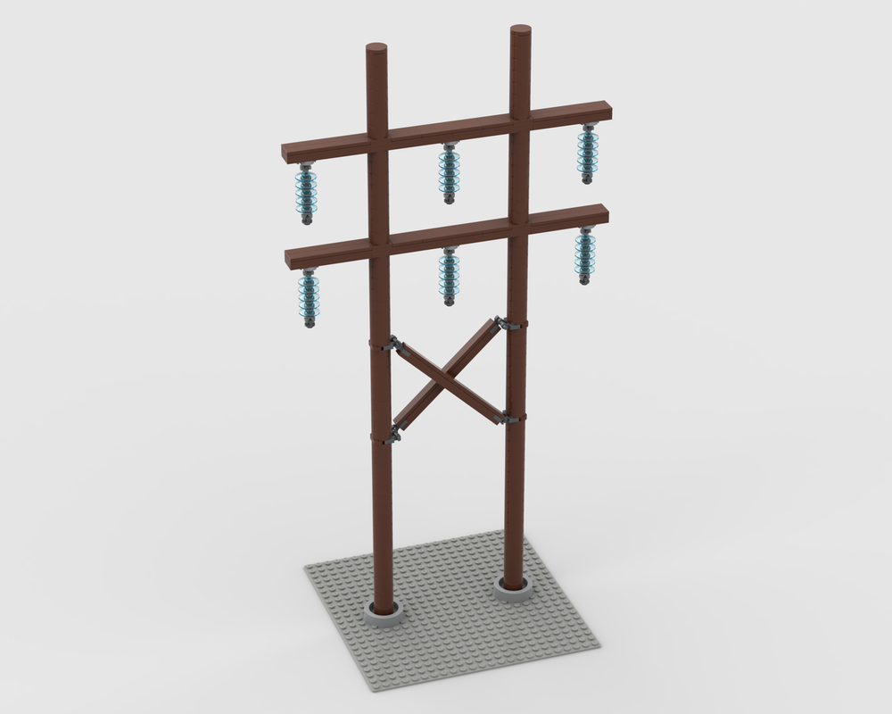 Lego Transmission Tower 01 - Wooden H-Frame