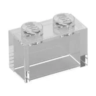 Brick 1 x 2 without Bottom Tube / Trans-Clear