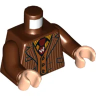 Torso Jacket with Pinstripes, Dark Orange Vest, Dark Red Tie with 'W' Print, Reddish Brown Arms, Light Nougat Hands / Reddish Brown