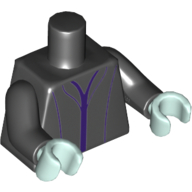 Lego Torso Dress with Dark Purple Trim and Seams Print, Black Arms, Light Aqua Hands / Black