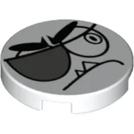 Tile Round 2 x 2 with Nixel Face and Eyepatch Print / White
