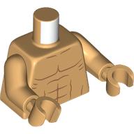 Lego Torso, Nougat Muscles print, Warm Tan Arms and Hands / Warm Tan