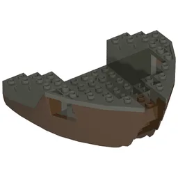 Boat Hull Section, Small Bow 12 x 12 x 5 1/3 with Dark Gray Top [Complete Assembly] / Brown