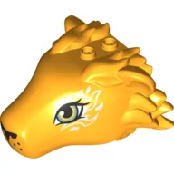 Animal Body Part, Lion Head With Eyes and White Swirls Print / Bright Light Orange