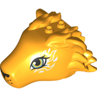 Lego Animal Body Part, Lion Head With Eyes and White Swirls Print / Bright Light Orange