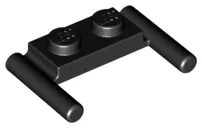 Plate Special 1 x 2 with Handles [Flat Ends / Low Attachment] / Black