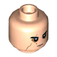 Minifig Head Kylo Ren, Dual Sided, Eyebrows, Sunken Eyes, Right Eye Scar, Neutral / Angry Print [Hollow Stud] / Light Nougat